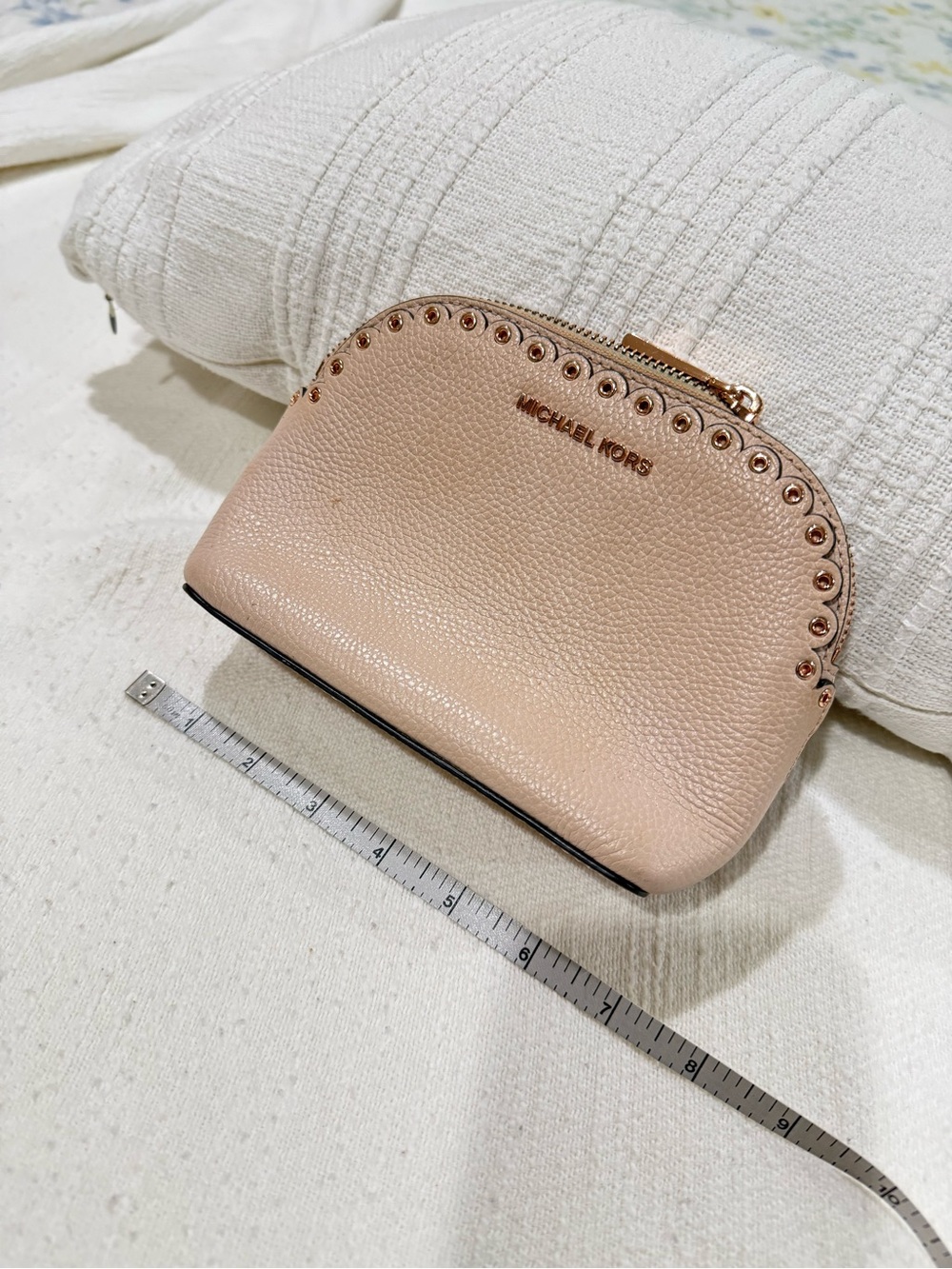 Michael Kors Rose Blush Pebbled Leather Studded Cosmetic Case